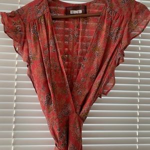 Reformation floral wrap midi dress